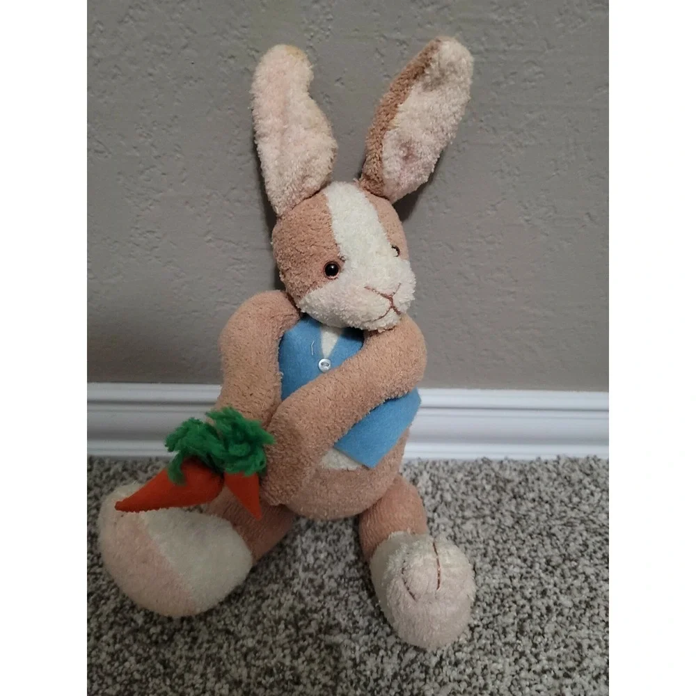 Vintage Terry Cloth Bunny Rabbit with carrots Plush  Toy 13